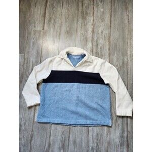 Pacer Fleece Lined Sweater Collared Blue Navy Blue White Long Sleeve Soft Warm M